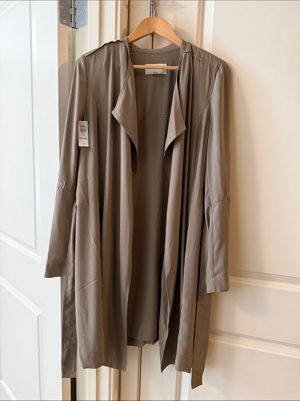 Babaton Open-Front Trench Coat in Taupe